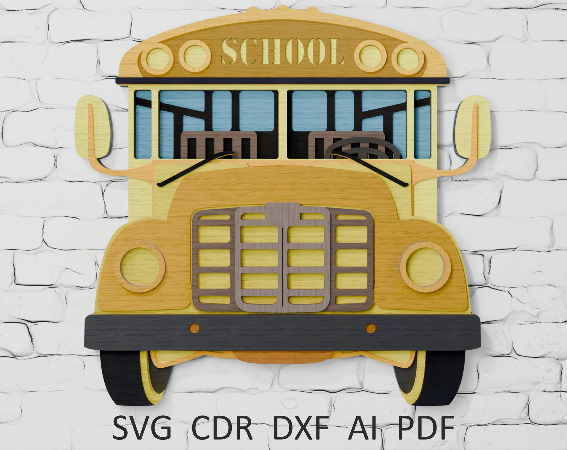 Shadow Box SVG School Bus layered design for Cricut