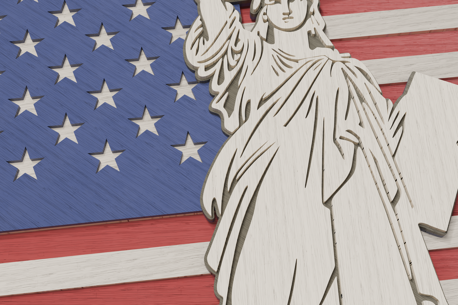 Shadow Box SVG Statue of Liberty American Flag laser cut file