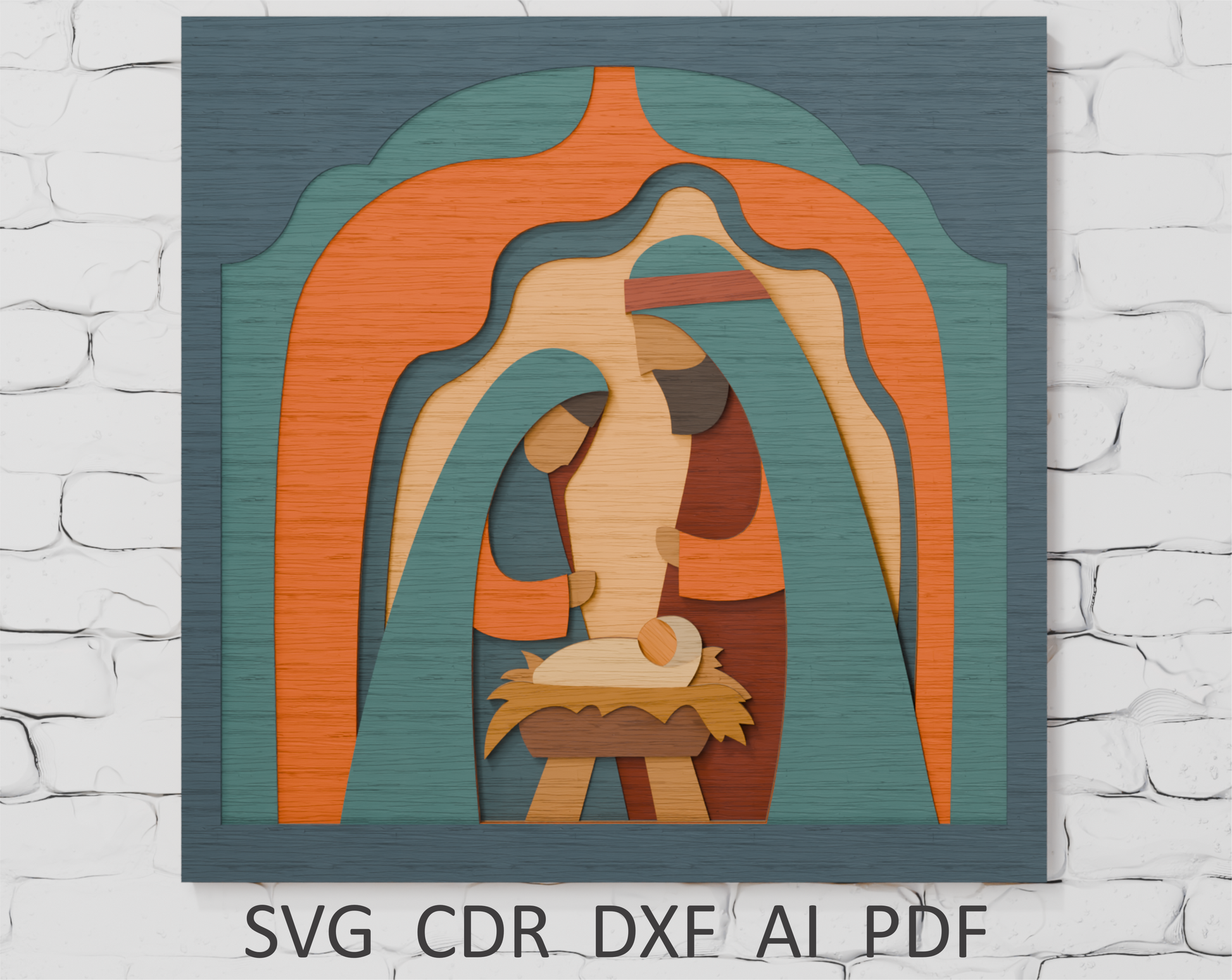 Shadow box Christmas Nativity digital download SVG

