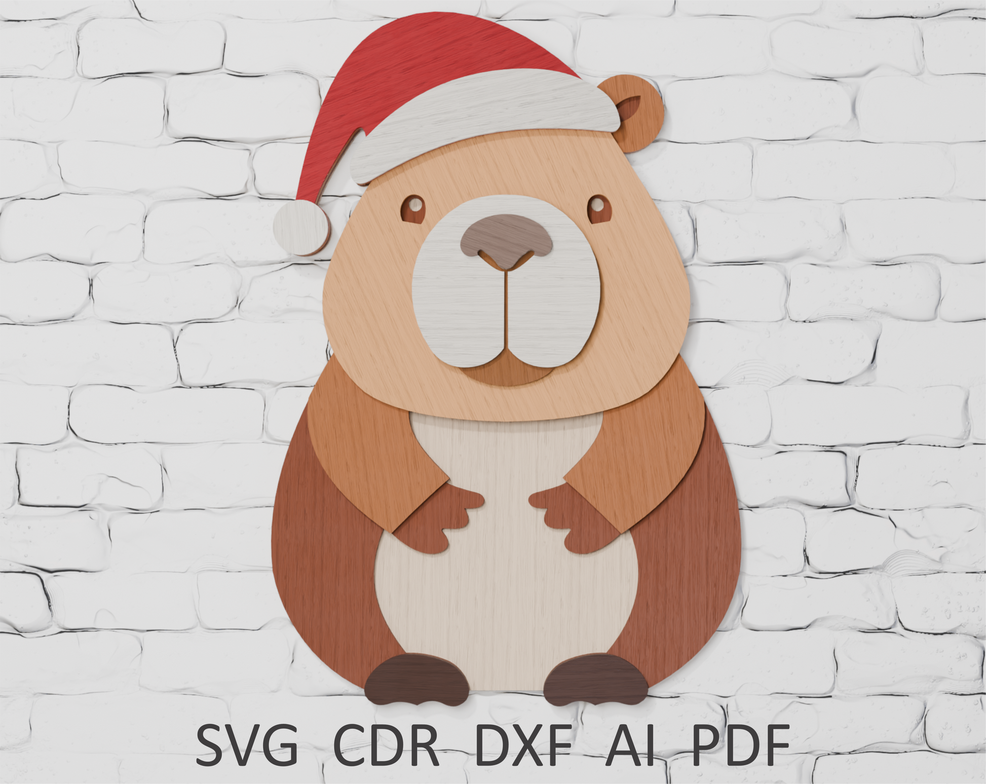 Shadow box Christmas capybara digital download SVG


