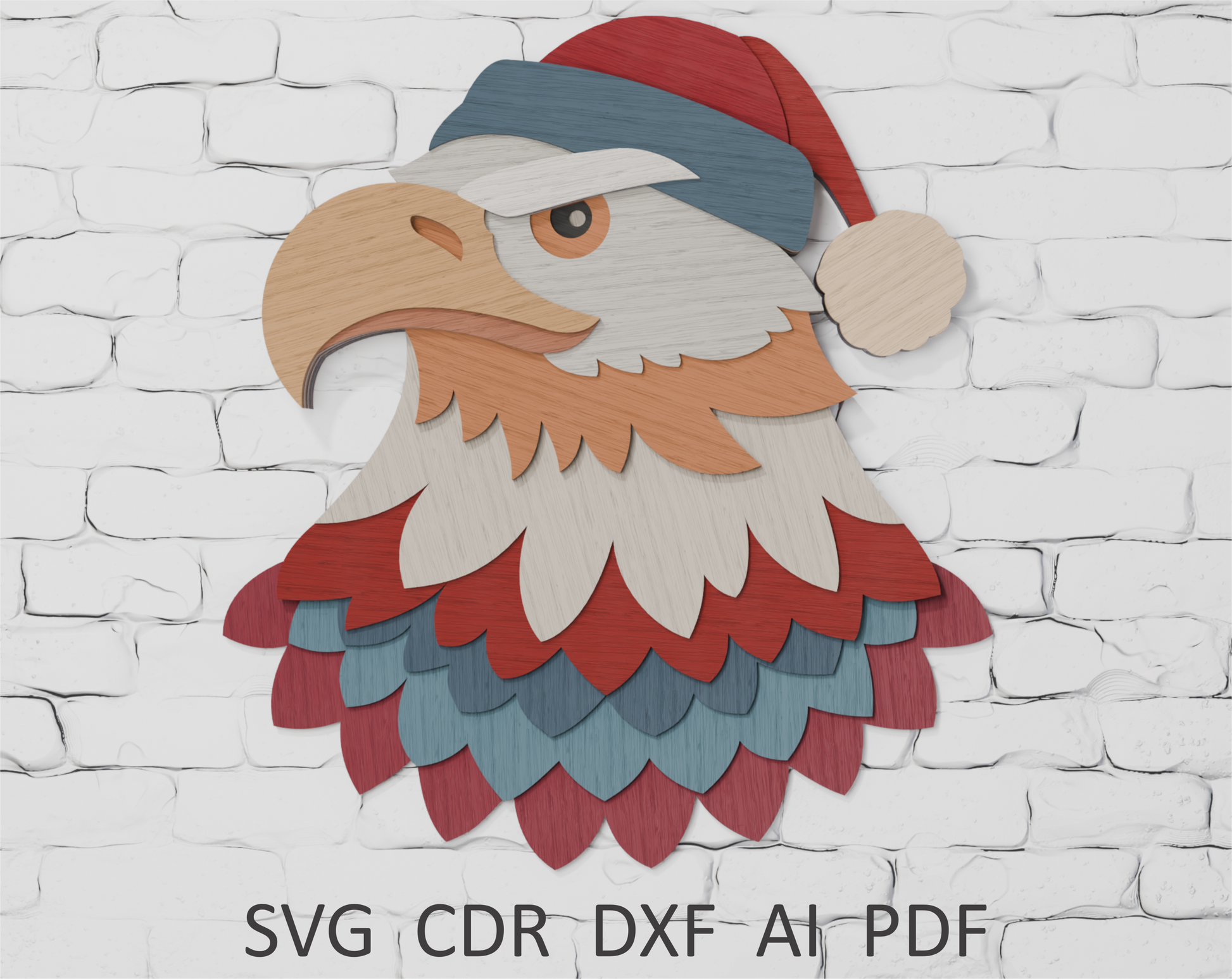Shadow box Christmas eagle digital download SVG

