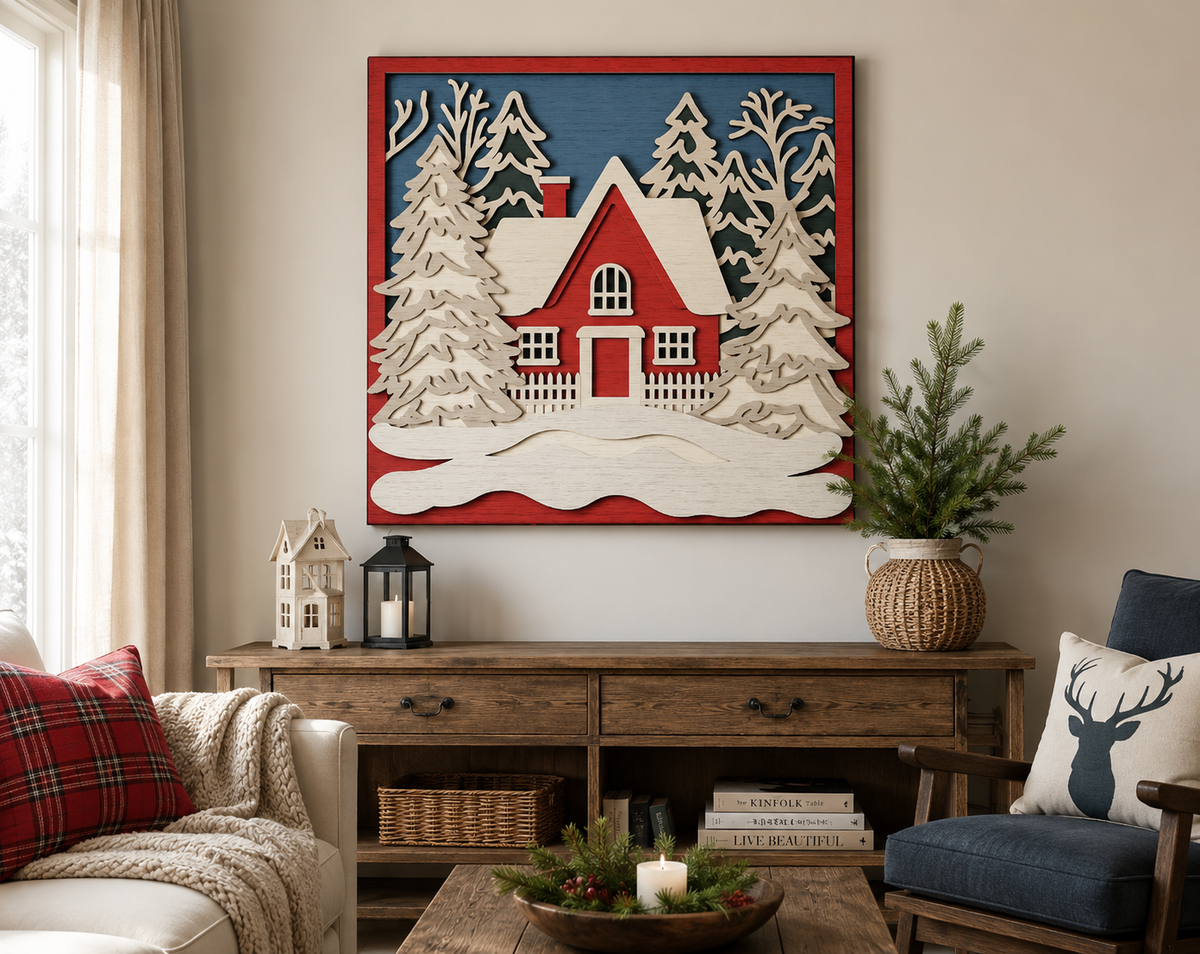 Shadow box Christmas house digital download 

