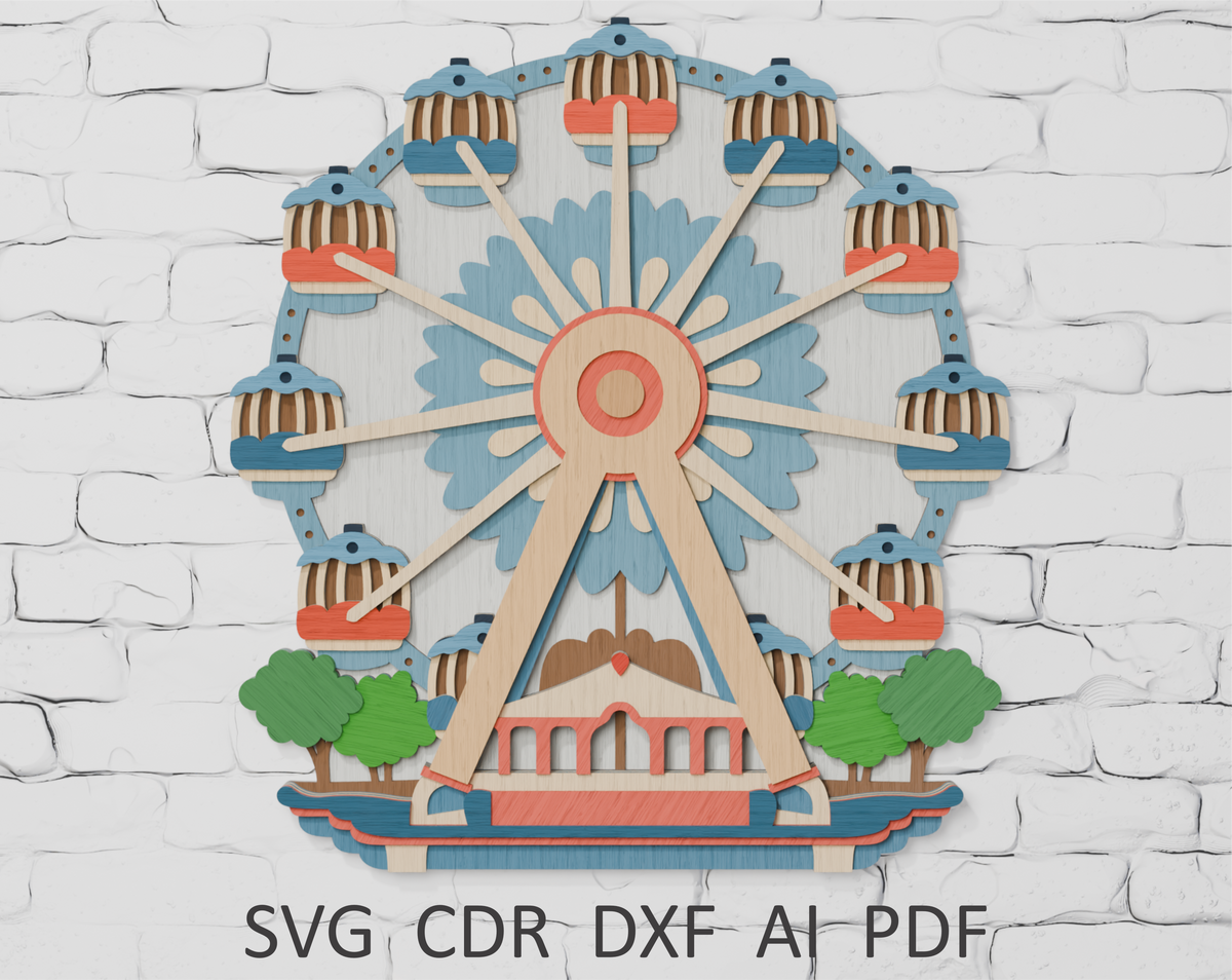 Shadow box Ferris wheel digital download SVG

