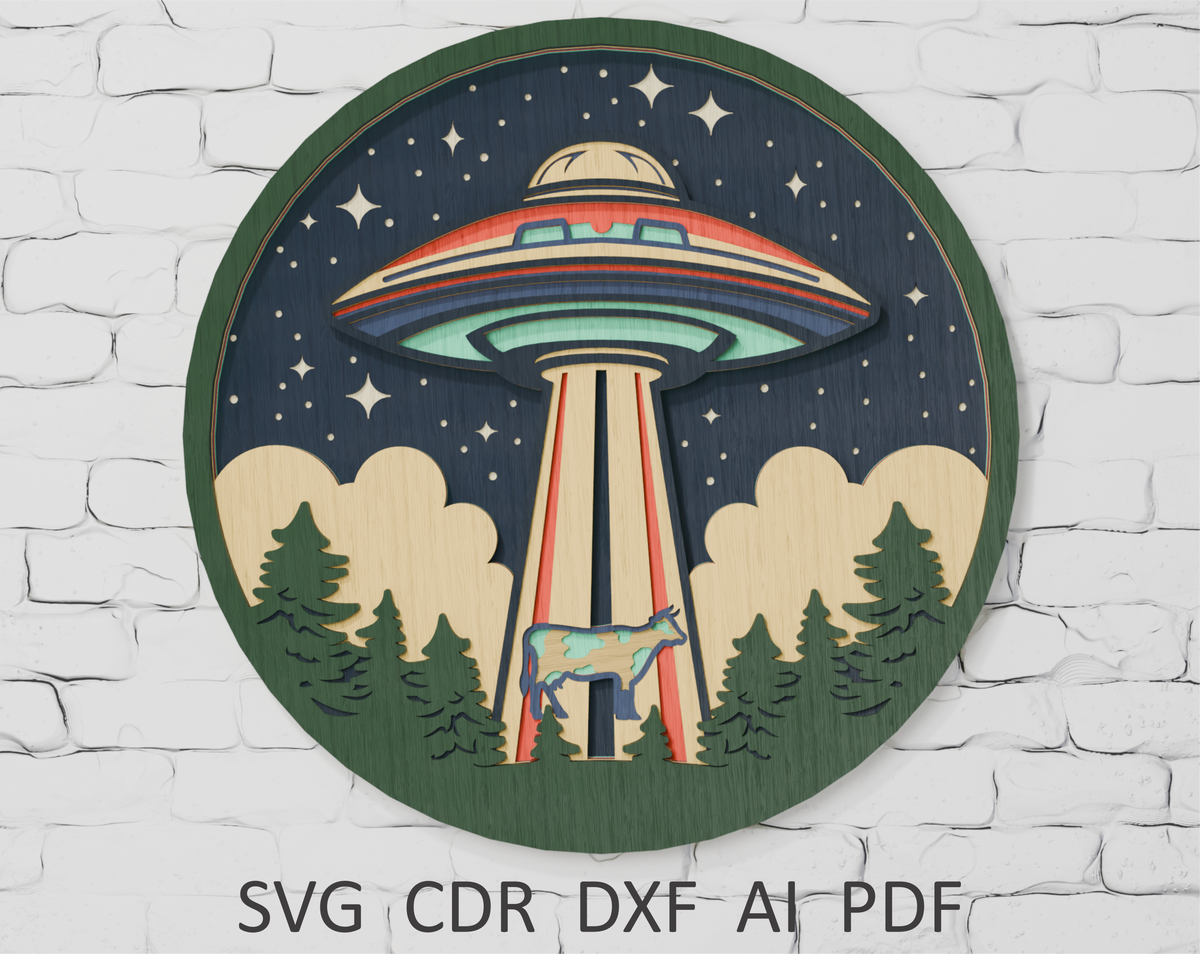 Shadow box UFO digital download SVG

