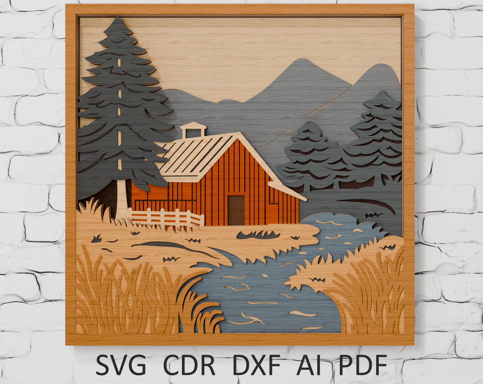 Shadow box barn river digital download SVG

