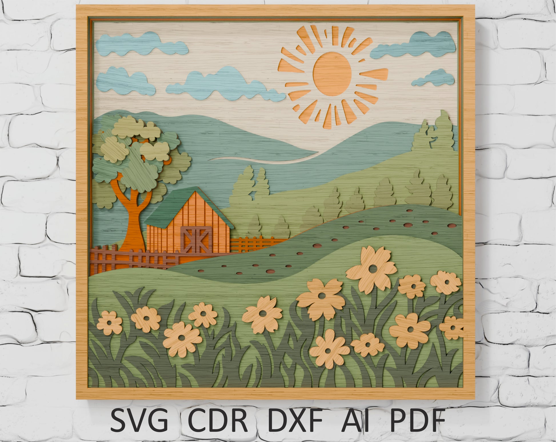 Shadow box barn scene digital download SVG

