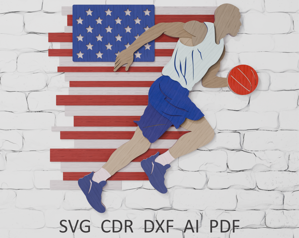 Shadow box basketball player digital download SVG

