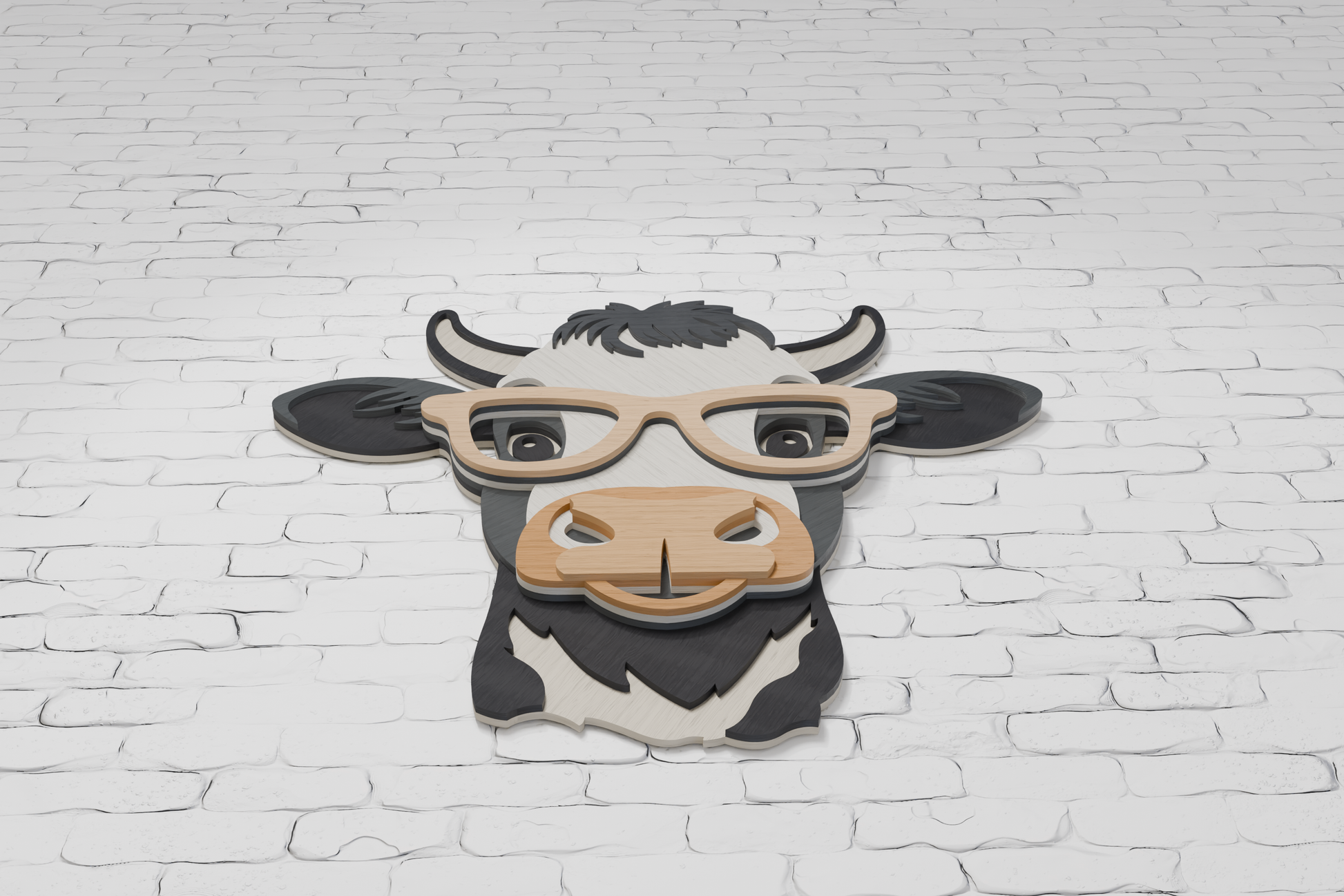 Shadow box cow with glasses digital download SVG

