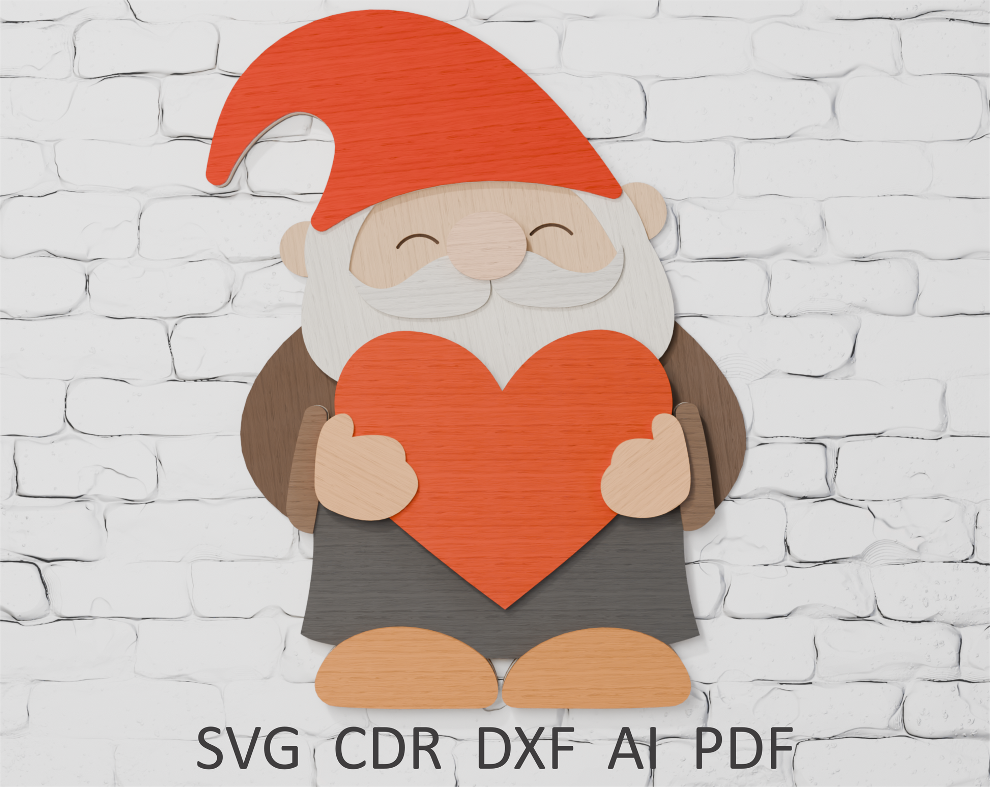 Shadow box gnome Valentine digital download SVG


