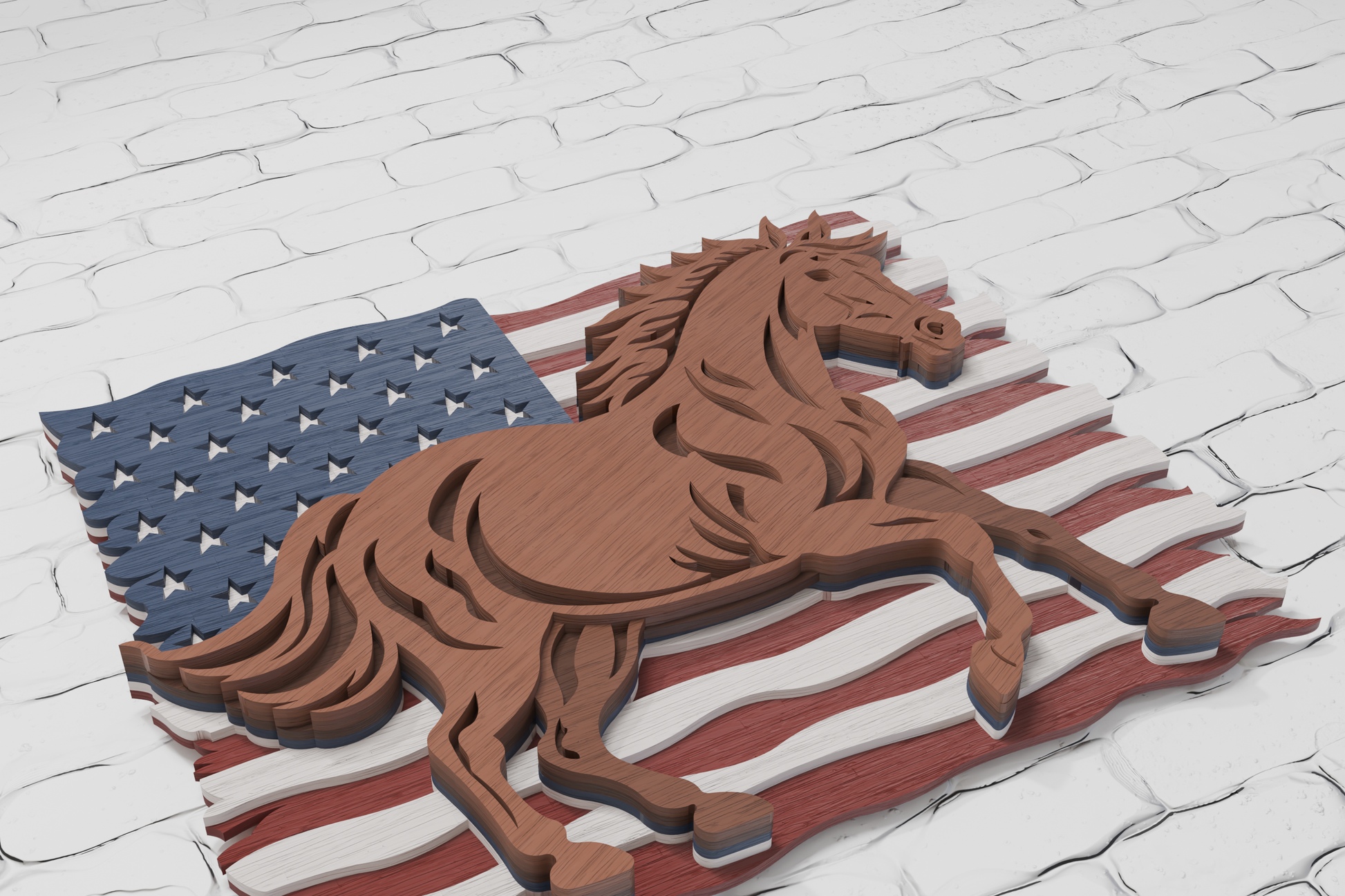 Shadow box horse with stars and stripes AI file

