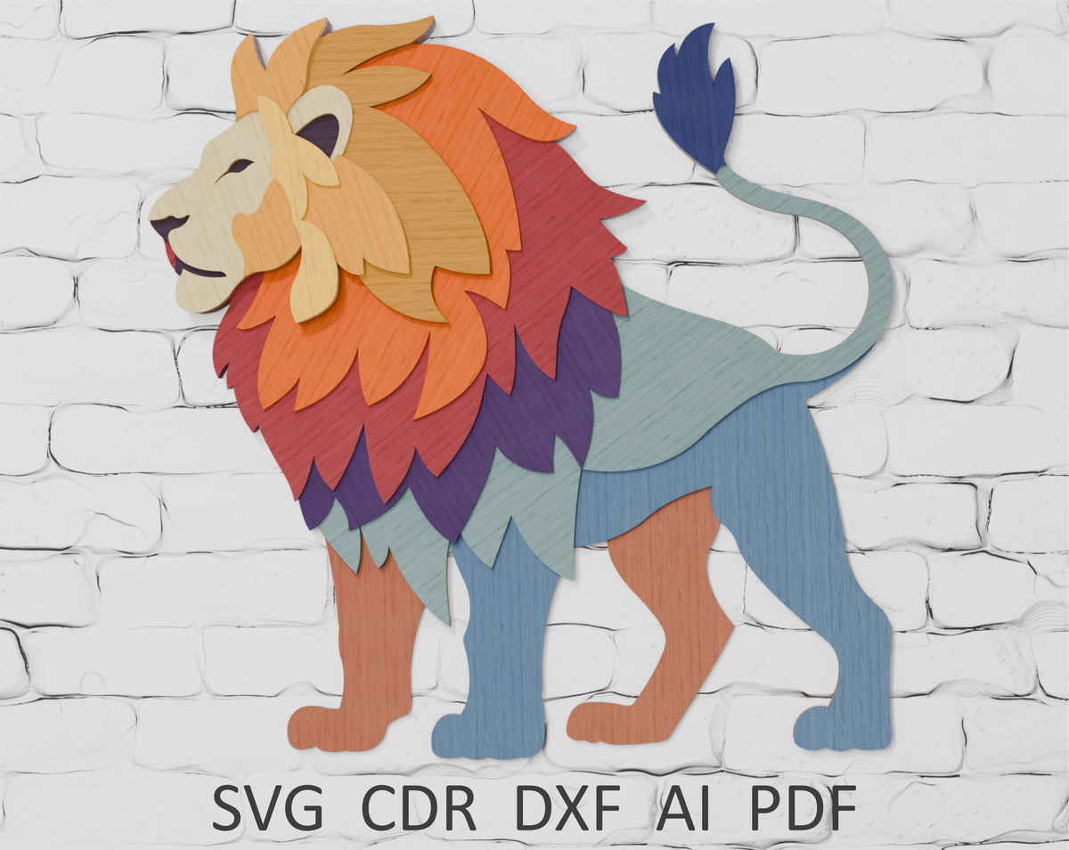 Shadow box lion digital download SVG

