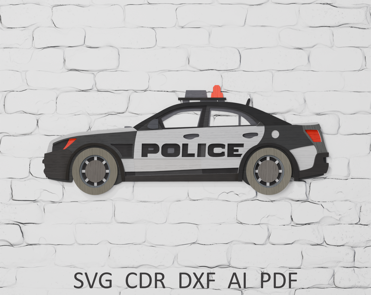 Shadow box police car digital download SVG

