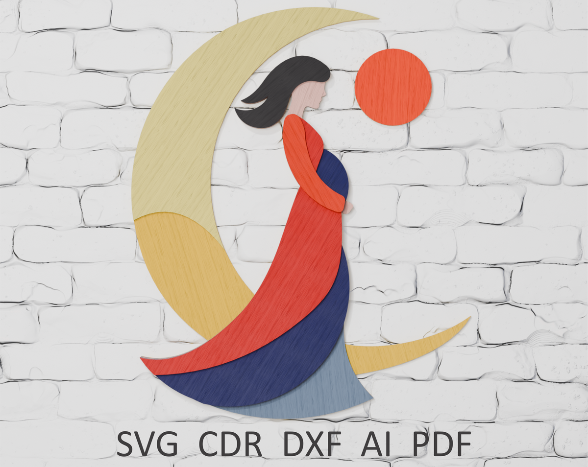 Shadow box pregnant woman digital download SVG

