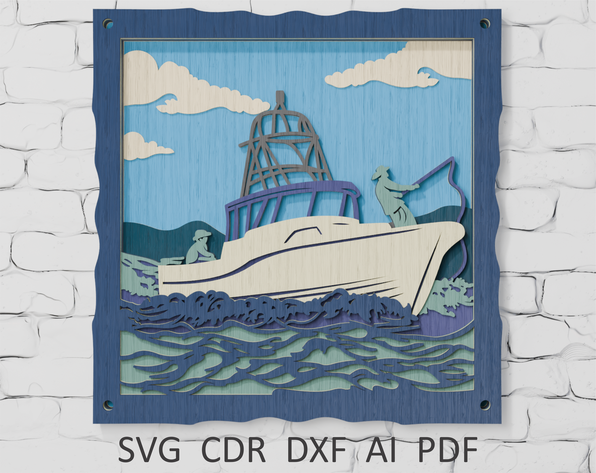 Shadow box sailing boat digital download SVG

