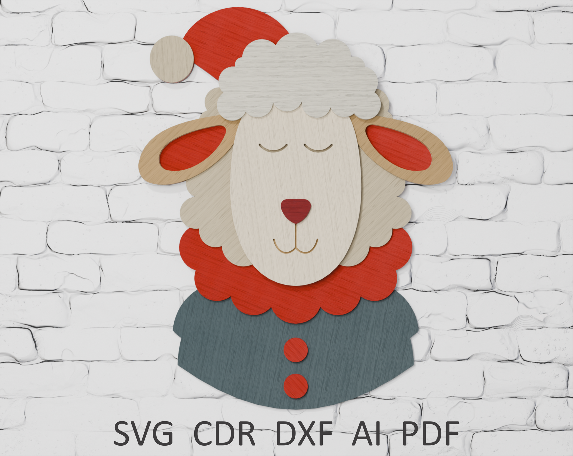 Shadow box sheep Christmas Santa digital download SVG

