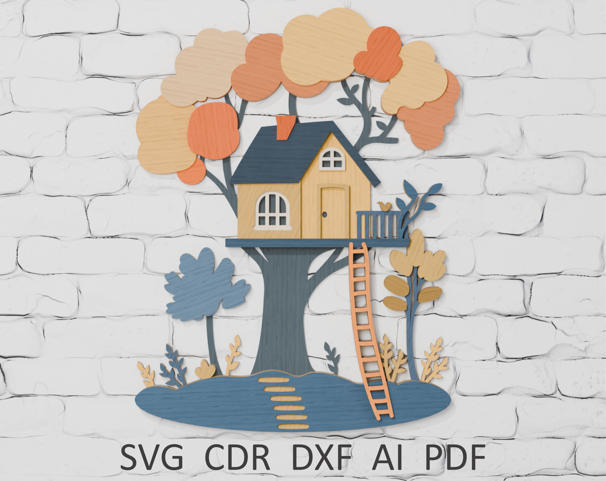 Shadow box treehouse digital download SVG

