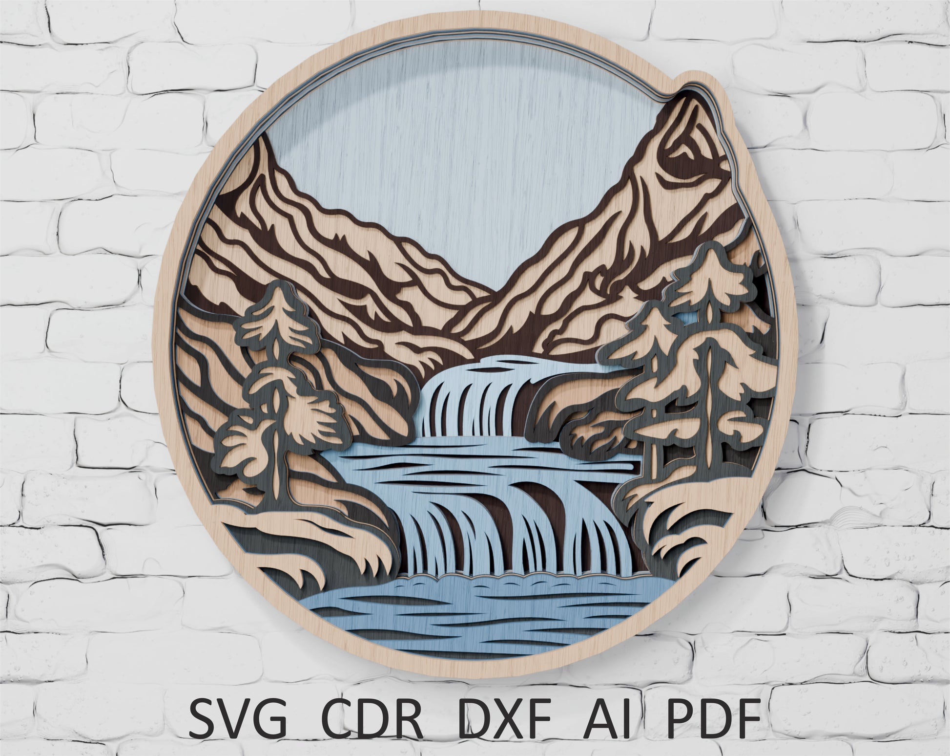 Shadow box waterfall mandala digital download SVG

