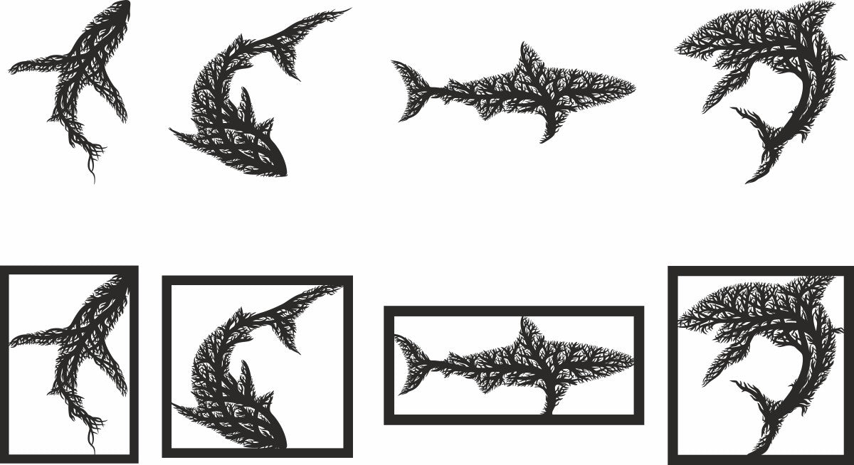 Shark tree laser cut svg bundle