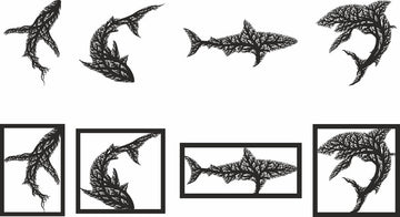 Svg Tree Shark Wall Art Decor Panel for Laser Cutting