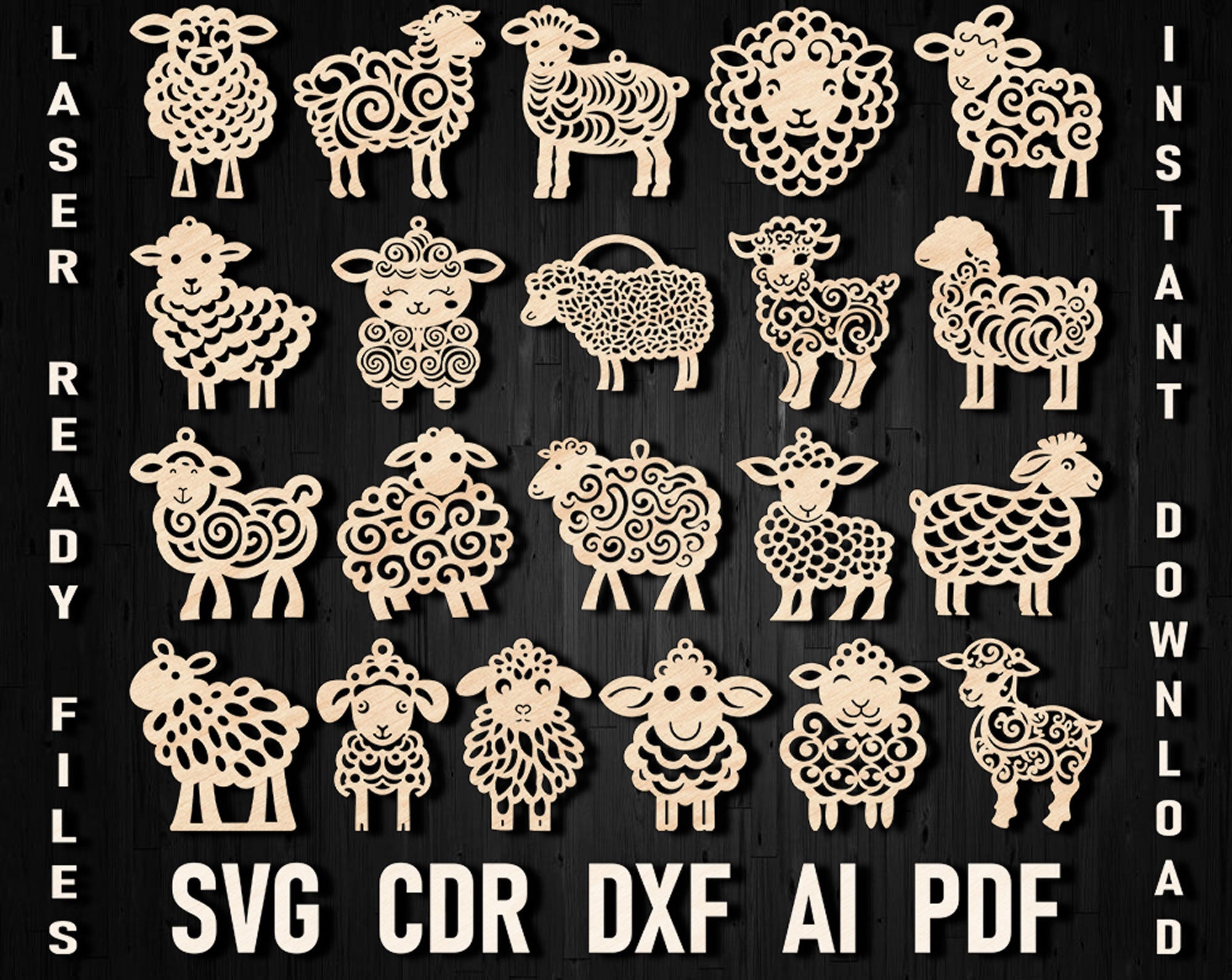 Sheep Christmas laser cut ornament