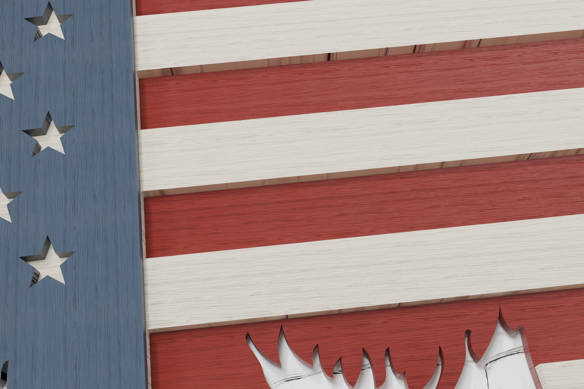 Silhouette Buffalo USA Flag Layered Art

