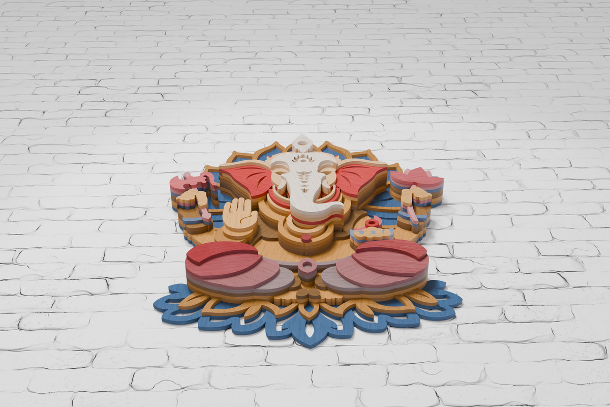Silhouette Ganesha Mandala Layered Art

