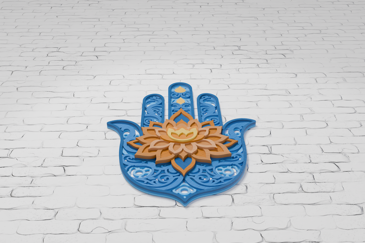 Silhouette Hamsa Hand Mandala Layered Art

