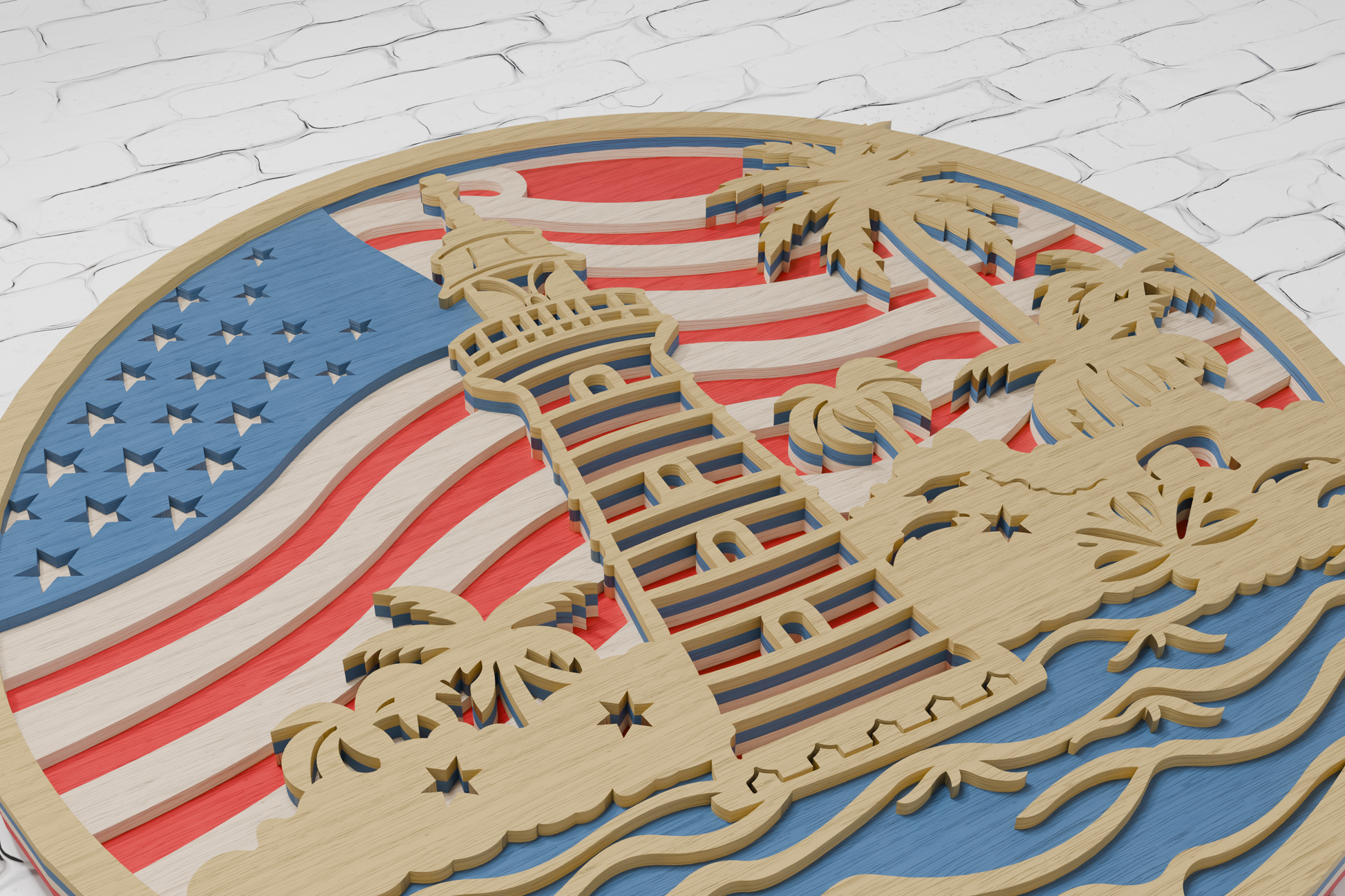 Silhouette cut file 3D Patriotic Lighthouse