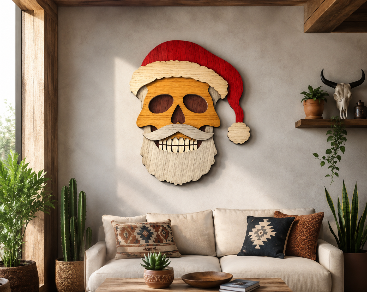 Skull Christmas Santa laser cut file
