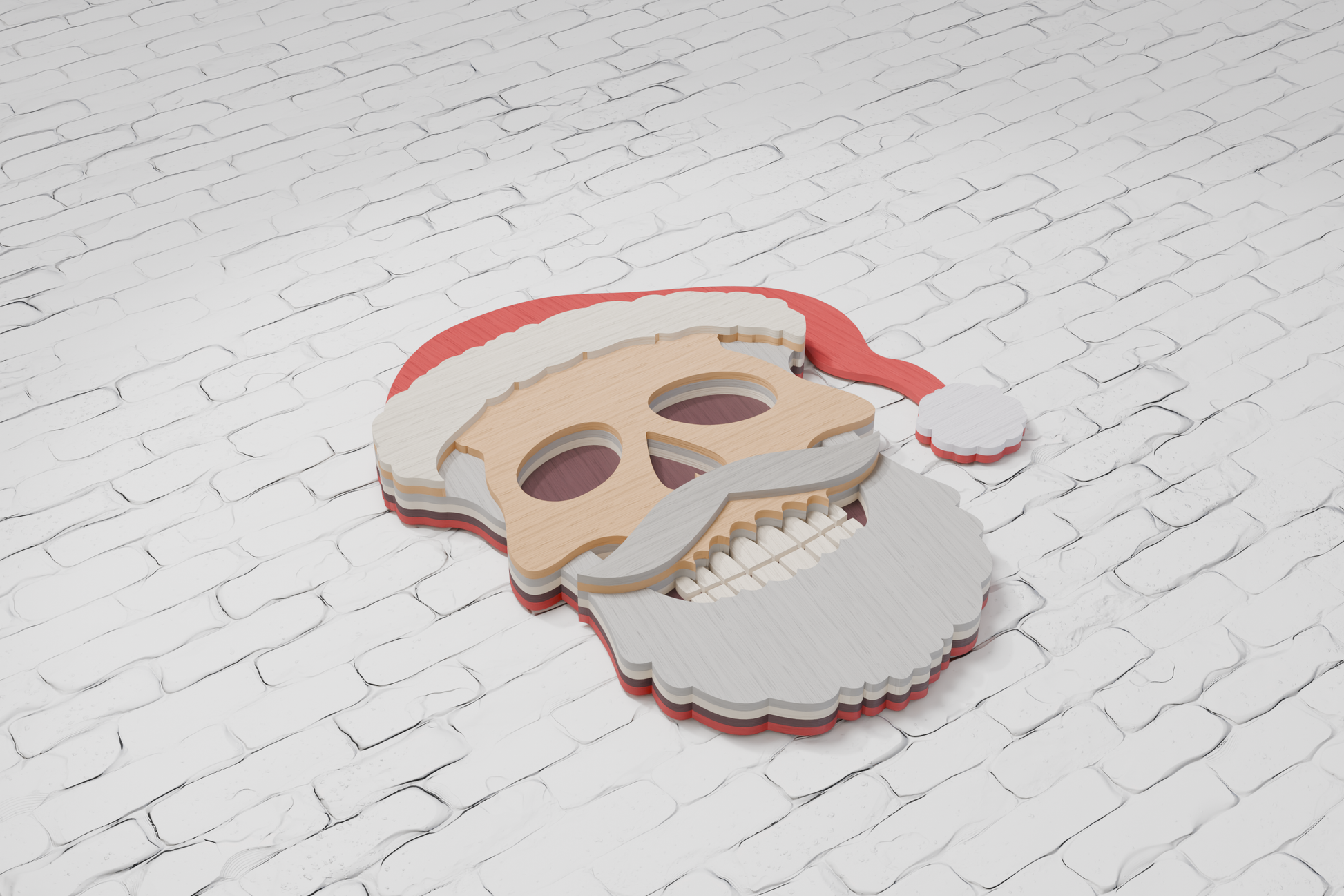 Skull Christmas Santa shadow box SVG