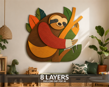Sloth multilayer laser cut file SVG vector design
