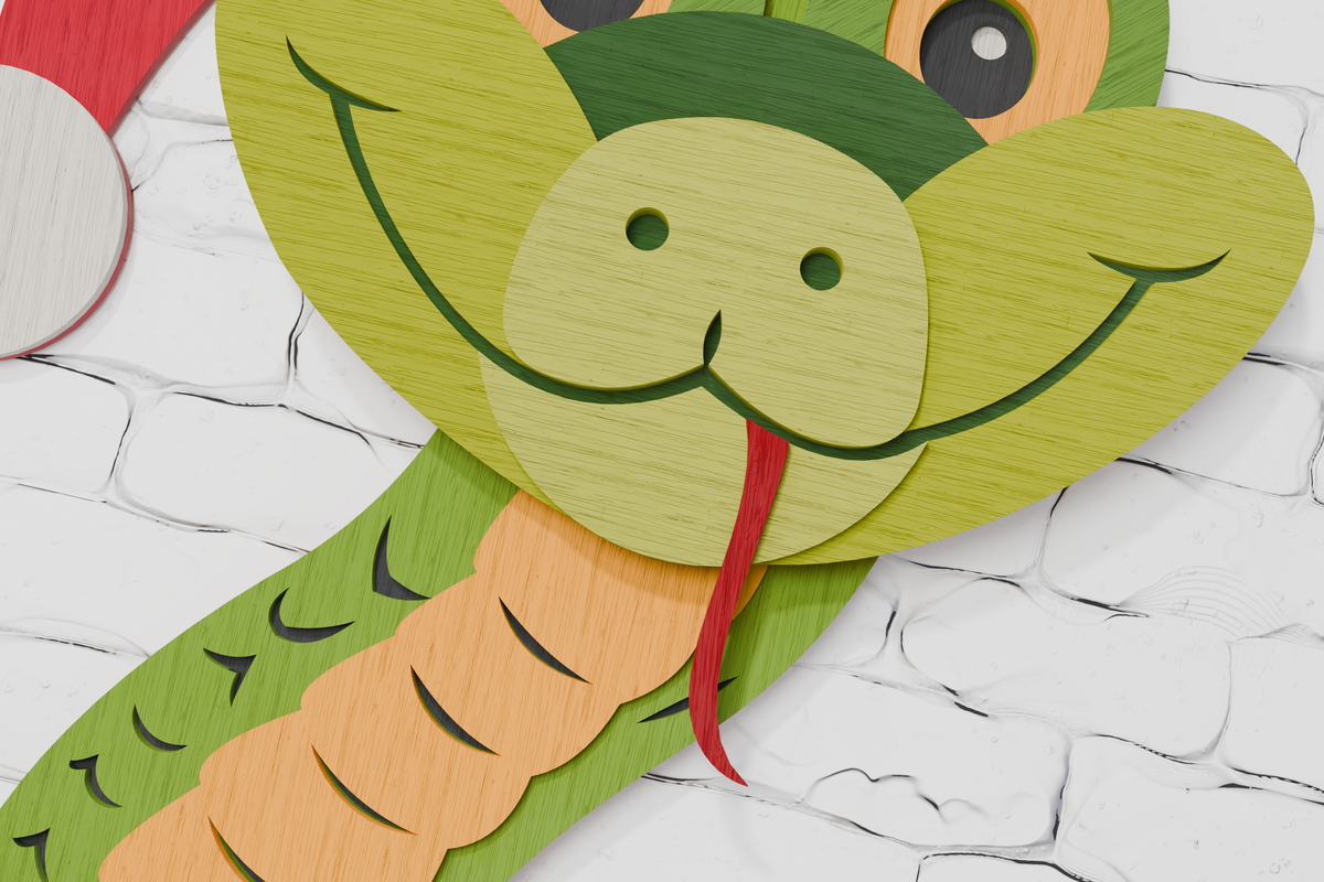 Snake Christmas Santa 3D layered paper wood SVG design