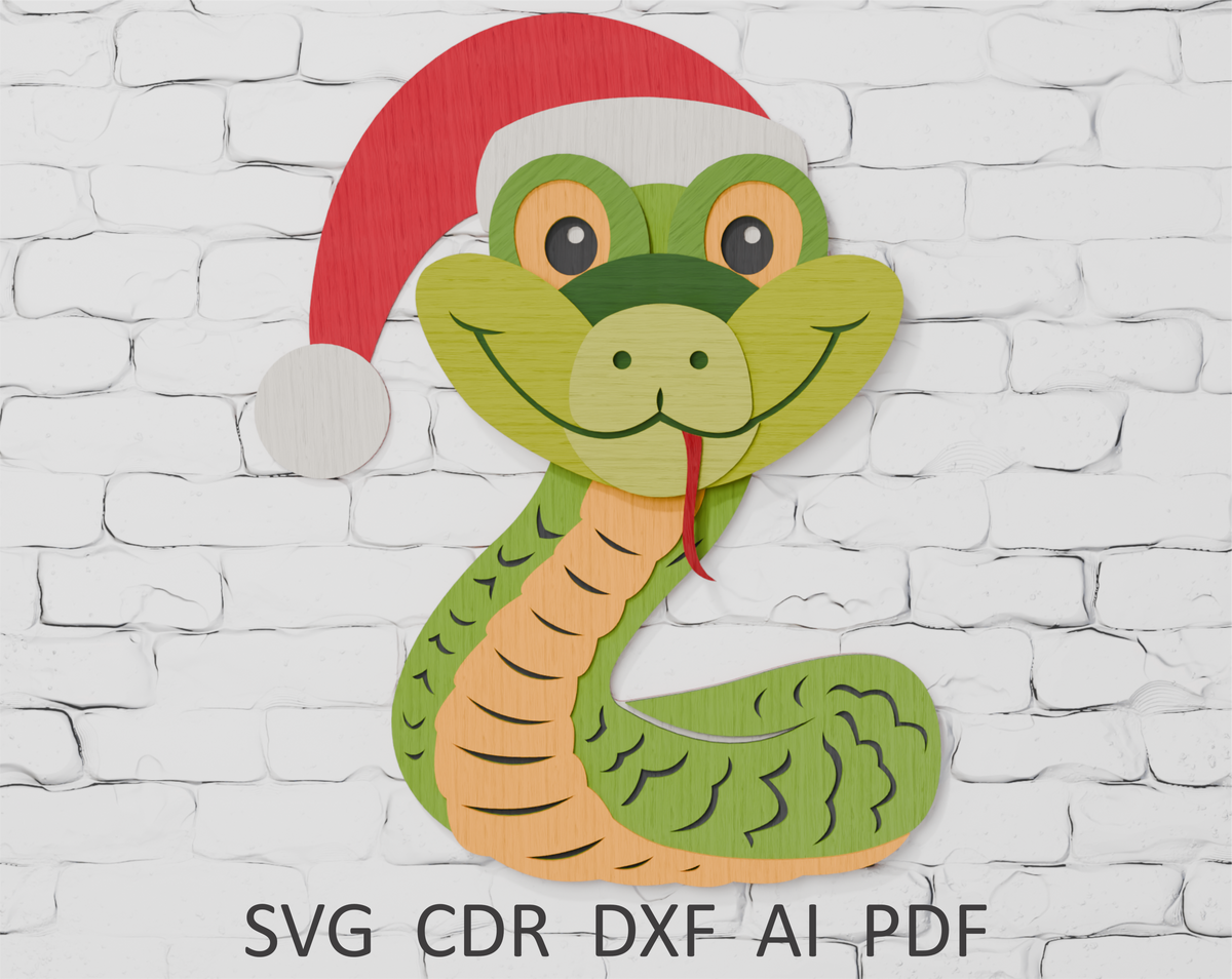 Snake Christmas Santa multilayer SVG digital download