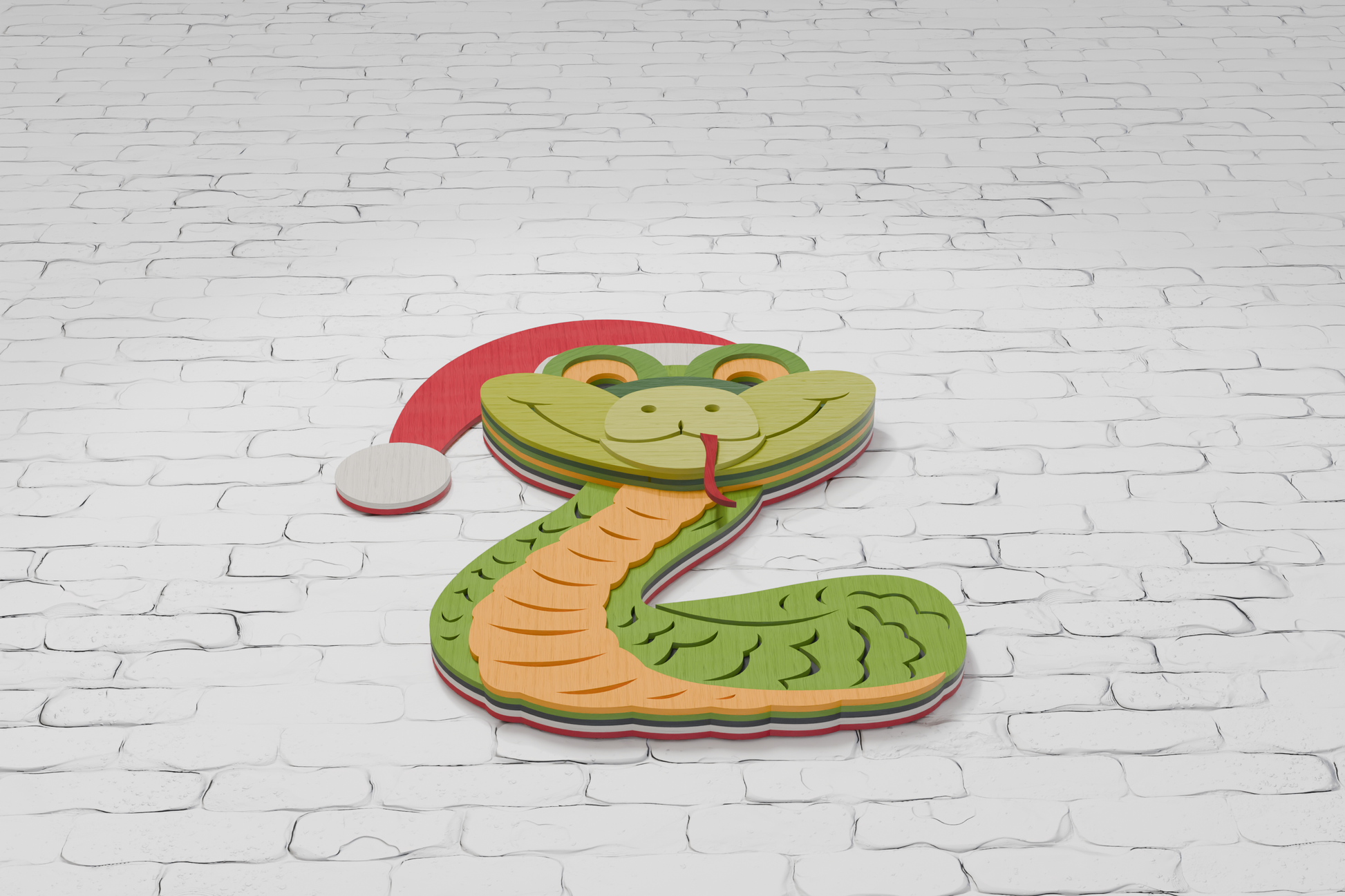 Snake Santa Christmas shadow box multilayer design SVG