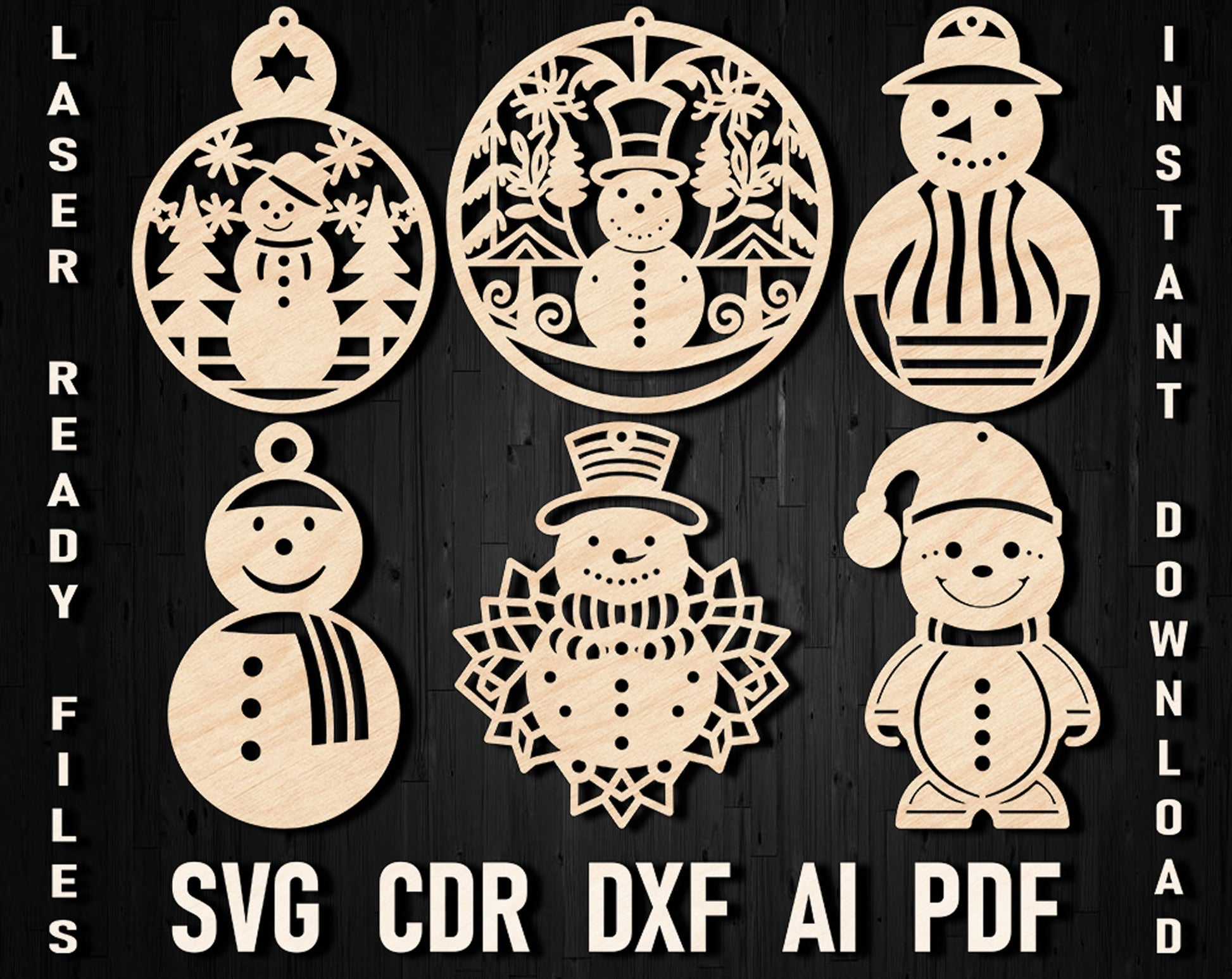 Snowman christmas laser cut template