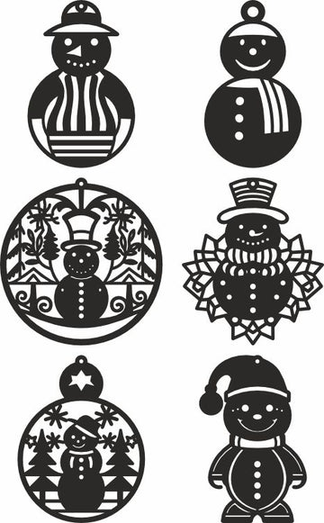 Snowman Laser Cut Files - Christmas Ornaments, Toys & Decor for Glowforge, Cricut (DXF/CDR Templates)