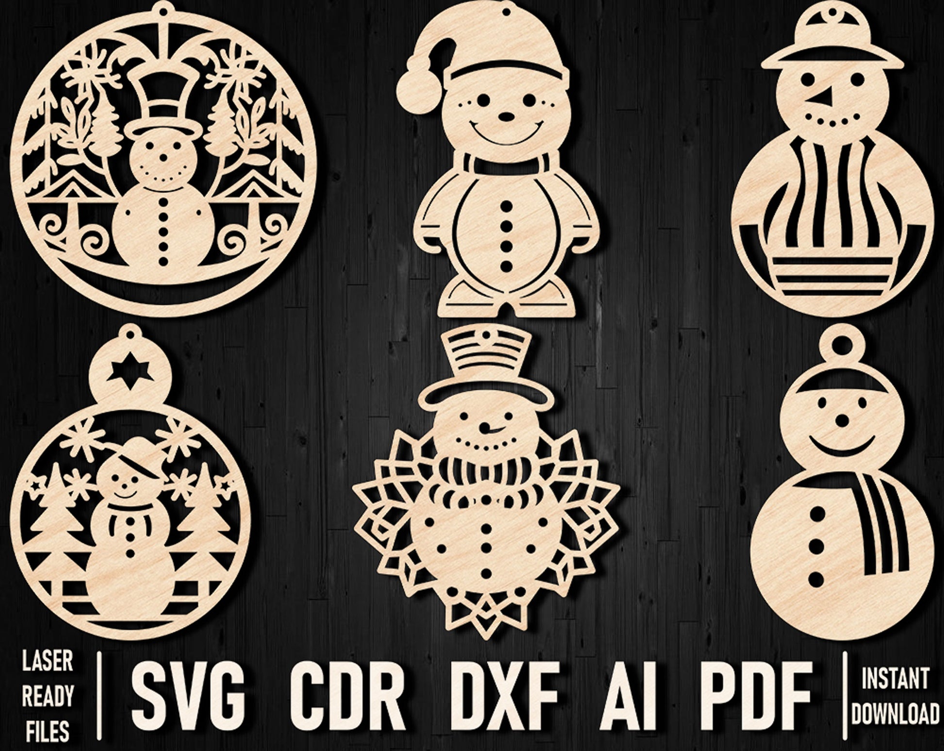 Snowman wooden laser cut design