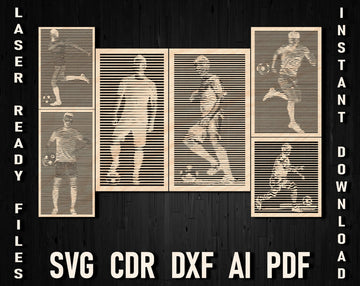 Soccer Wall Art SVG/DXF/CDR Files - Laser Cut Glowforge Decor, Plywood Sports Panels