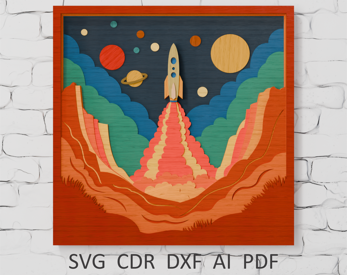 Space Rocket Cricut SVG DXF PDF CDR AI

