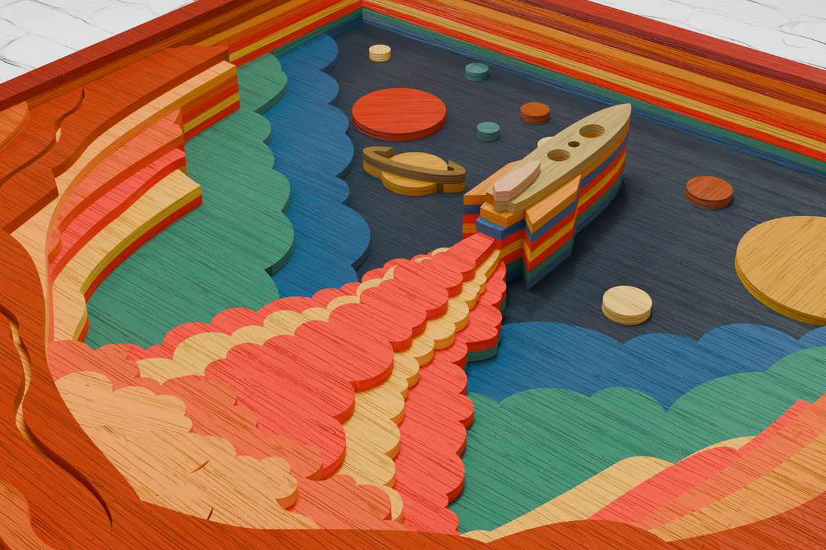 Space Rocket Shadow Box DIY Template

