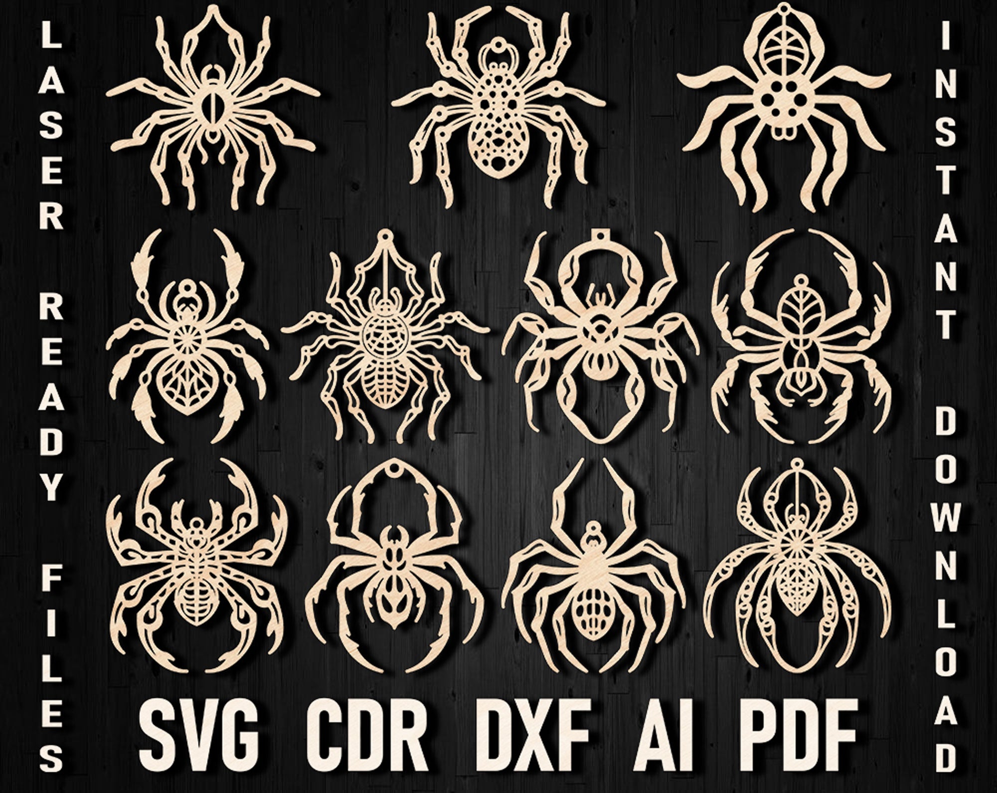 Spiders laser cut christmas toy