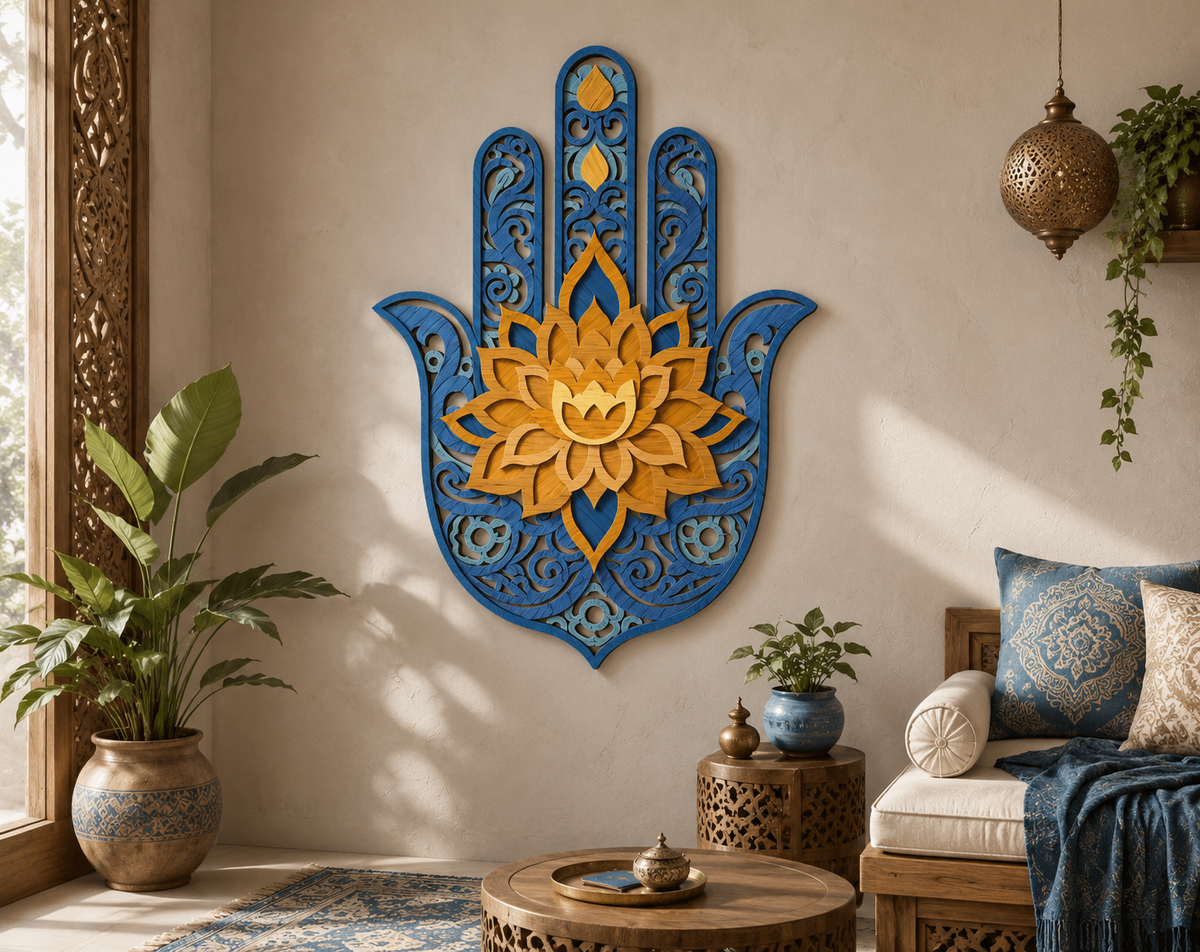 Spiritual Hamsa Hand Multilayer Cut Template

