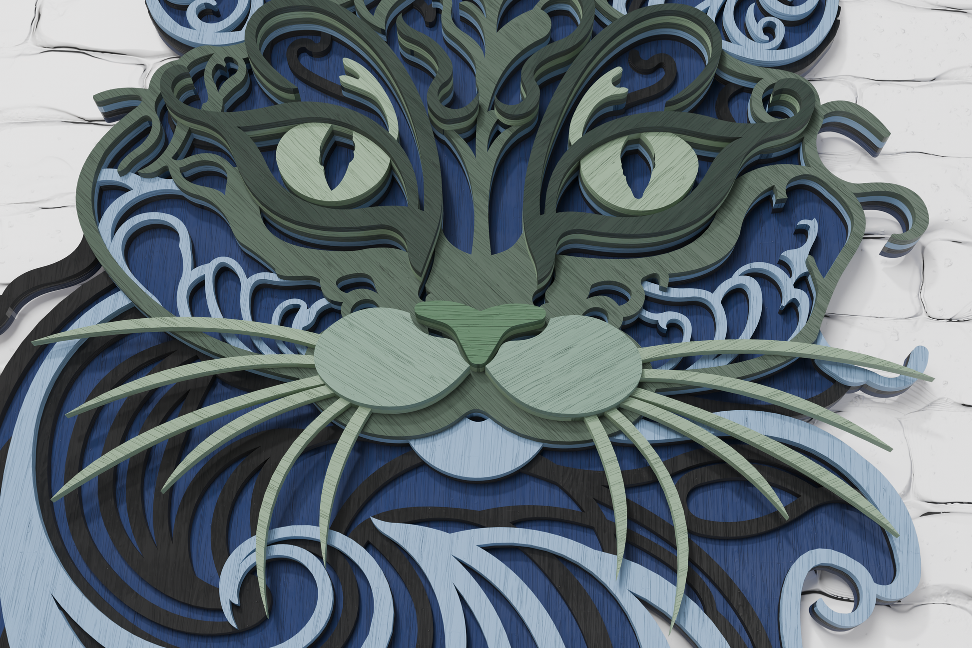 Spiritual cat mandala layered paper craft

