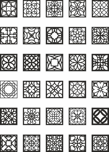 Laser Cut Square Ornaments SVG/DXF Bundle – Plasma & CNC Room Divider Templates, Geometric Panels Wood/Metal Decor