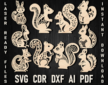 Squirrel Toy DXF & SVG Bundle - Laser Cut Christmas Ornaments for Forest-Themed Holiday Decor