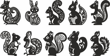 Squirrel Toy DXF & SVG Bundle - Laser Cut Christmas Ornaments for Forest-Themed Holiday Decor