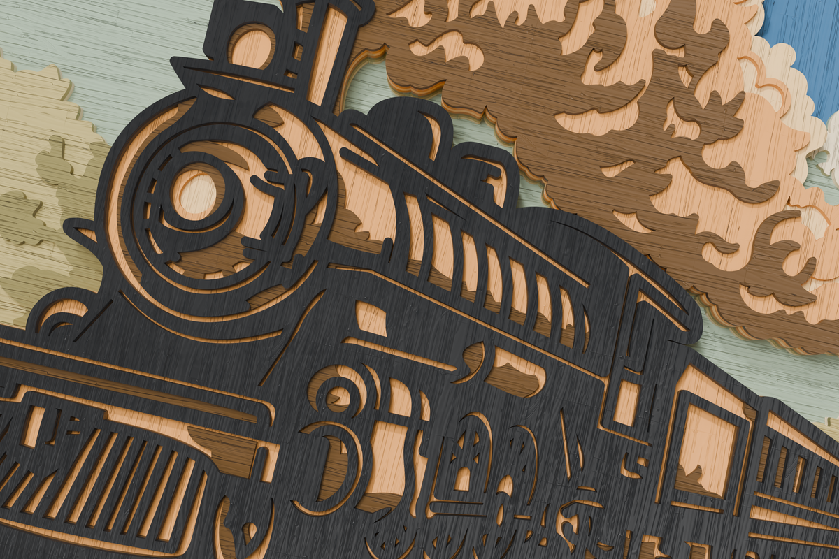 Steam Train multilayer SVG for cardboard DIY crafts