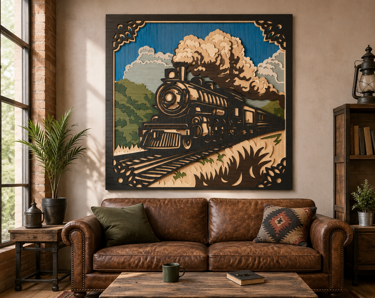 Steam Train multilayer laser cut file SVG DXF PDF CDR AI
