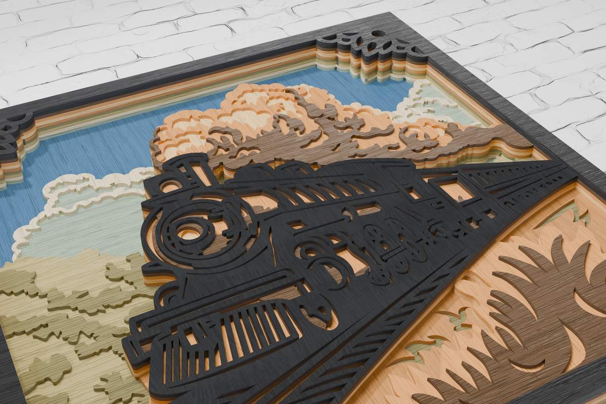 Steam Train themed multilayer SVG DIY craft with kids