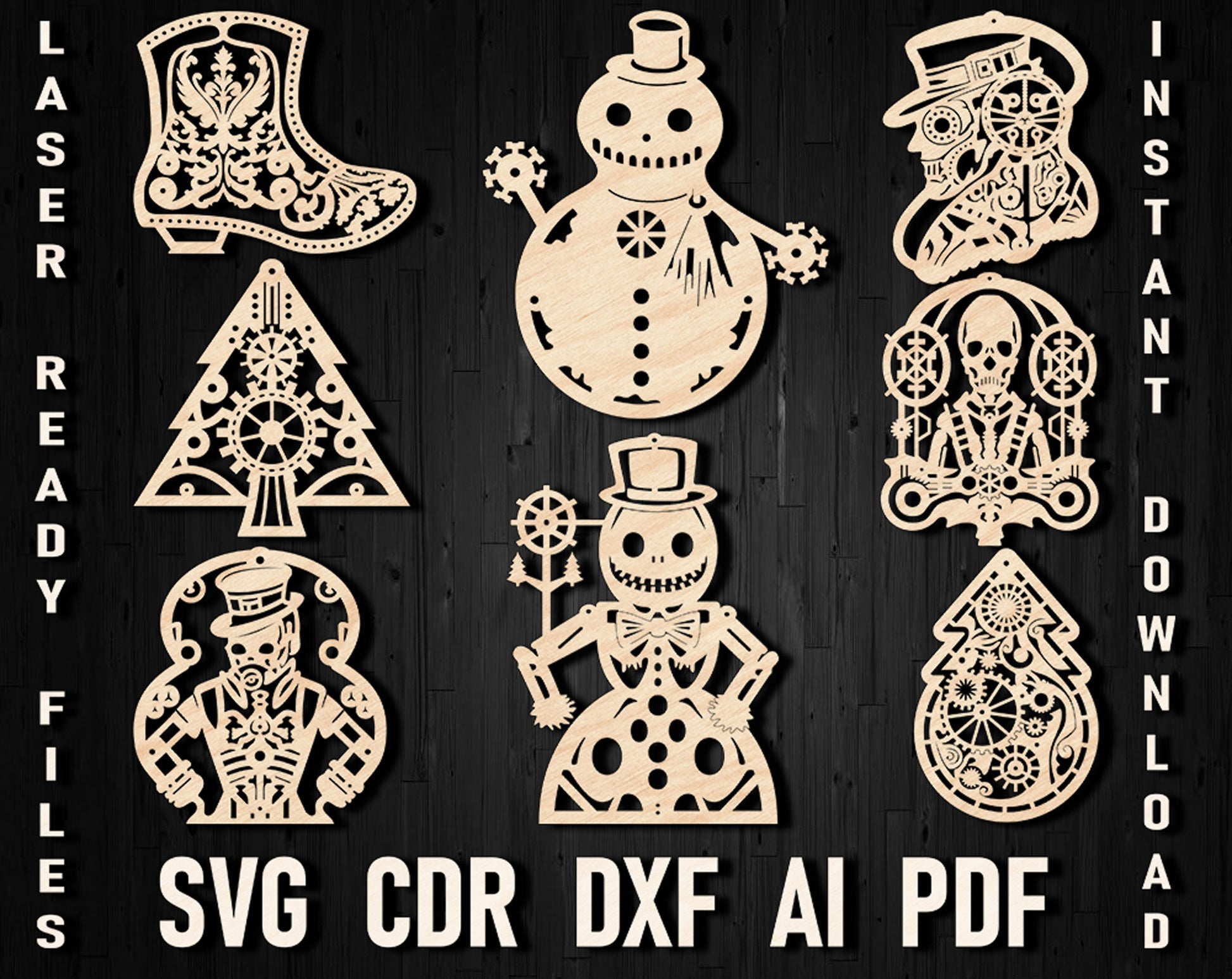 Steampunk christmas laser cut bundle